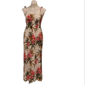 Royal Hawaiian Creations White and Pink Floral Maxi Dress